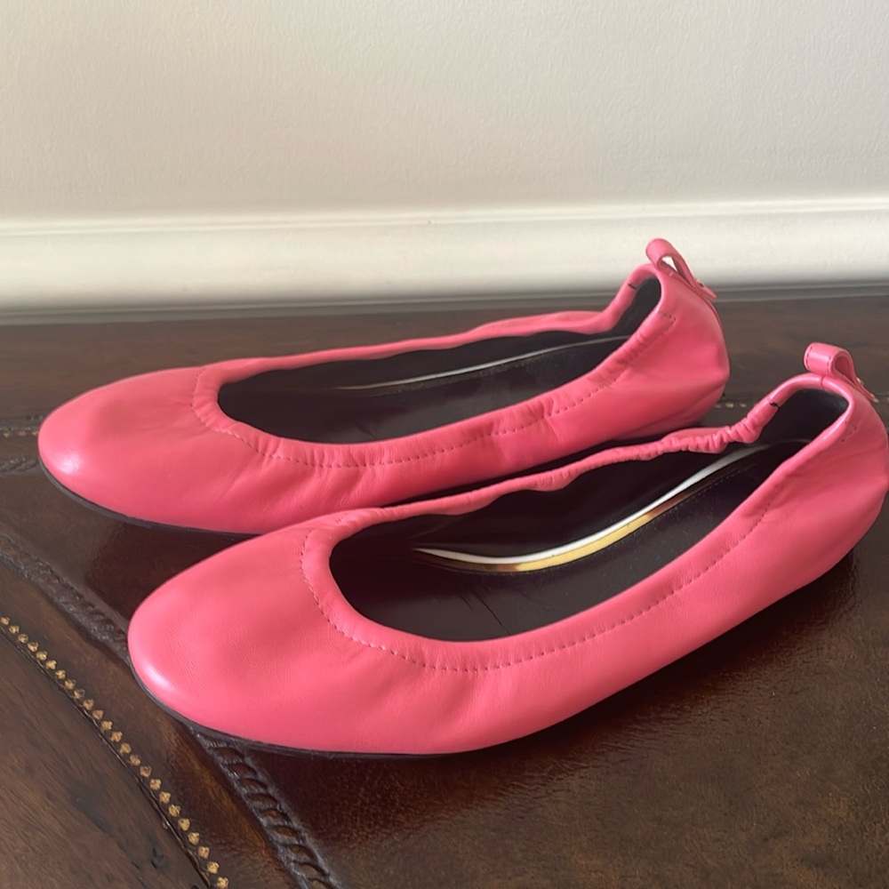 $595 Lanvin Leather Hot Pink Ballerina Flats, EU sz 39 1/2